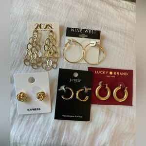 Bundle of 5 Pairs of Earrings J. Crew Nine‎ West Lucky Brand Express 2028 New